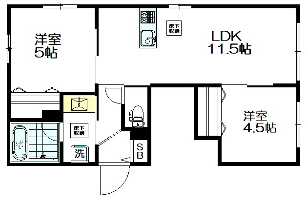 アズール南台 101号室 間取り