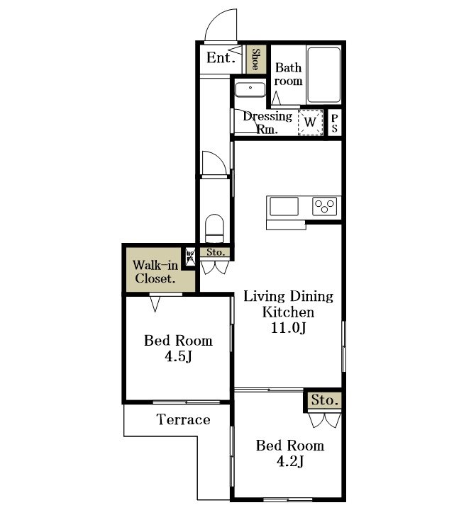 Ｒｏｓｅ　Ｃｏｕｒｔ（ローズコート） 103号室 間取り