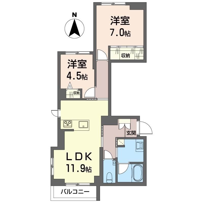 仮）世田谷区世田谷1丁目シャーメゾン 205号室 間取り