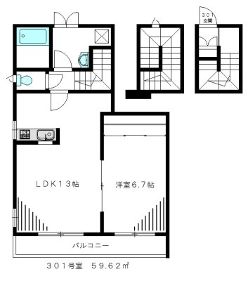 Cradle（クレイドル） 301号室 間取り