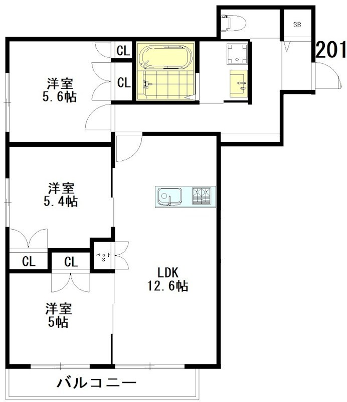 Tiamat（ティアマット） 201号室 間取り