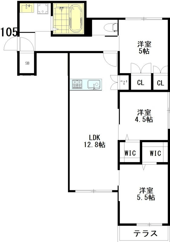 Tiamat（ティアマット） 105号室 間取り