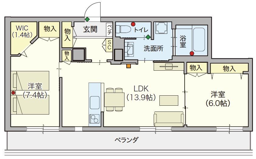【シニア限定】ヘーベルVillage 西船橋駅前　～パティオメープル～ 502号室 間取り
