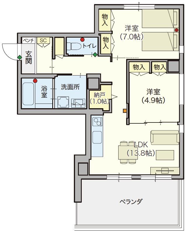 【シニア限定】ヘーベルVillage 西船橋駅前　～パティオメープル～ 403号室 間取り