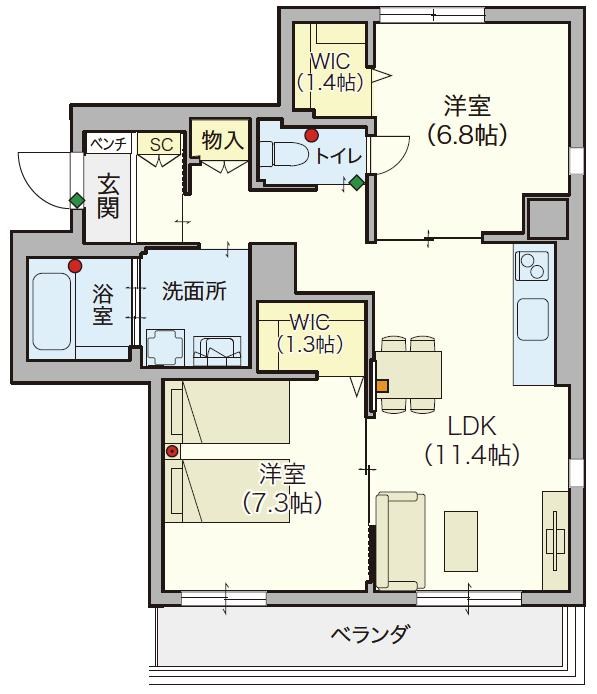 【シニア限定】ヘーベルVillage 西船橋駅前　～パティオメープル～ 603号室 間取り