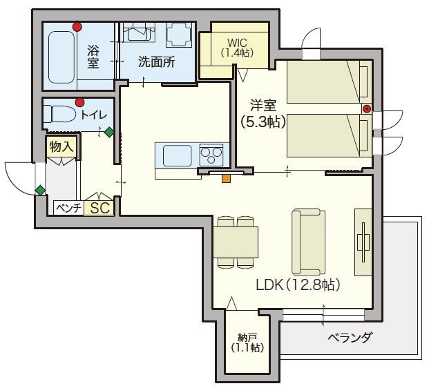 【シニア限定】ヘーベルVillage 松戸二十世紀が丘 ～ヘーベルヴィレッジ Sazanami～ 205号室 間取り