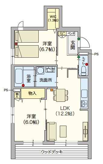 ヘーベルVillage 湘南台4丁目　～サニーヒルズ湘南～ 101号室 間取り
