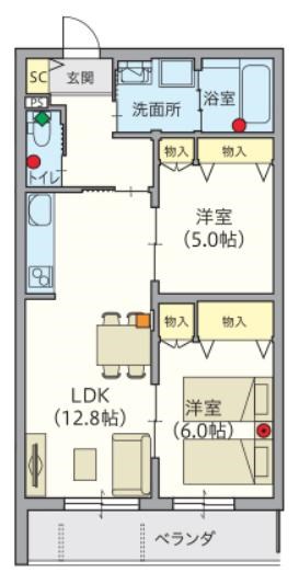 【シニア限定】ヘーベルVillage堀ノ内 402号室 間取り