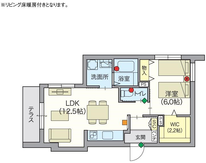 【シニア限定】ヘーベルVillage浦和南　～ノーブルレジデンス～ 103号室 間取り