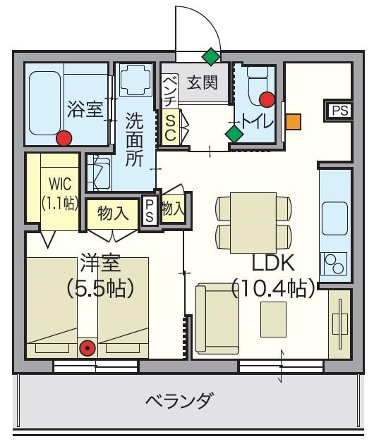 【シニア限定】ヘーベルVillage浦和南　～ノーブルレジデンス～ 302号室 間取り
