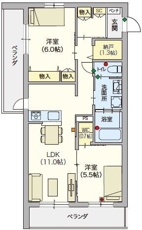 Gloier（グロワール） 203号室 間取り
