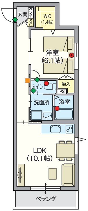 ヘーベルVillage北千住 201号室 間取り