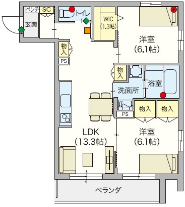 ヘーベルVillage 上板橋 307号室 間取り