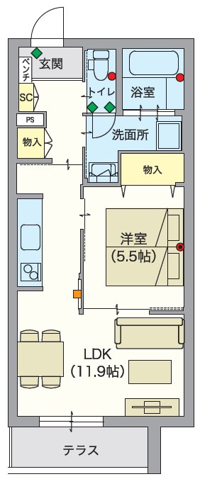 ヘーベルVillage町屋 105号室 間取り