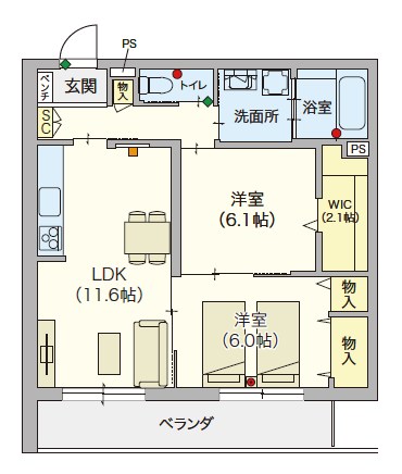 ヘーベルVillage 湘南台4丁目　～サニーヒルズ湘南～ 303号室 間取り
