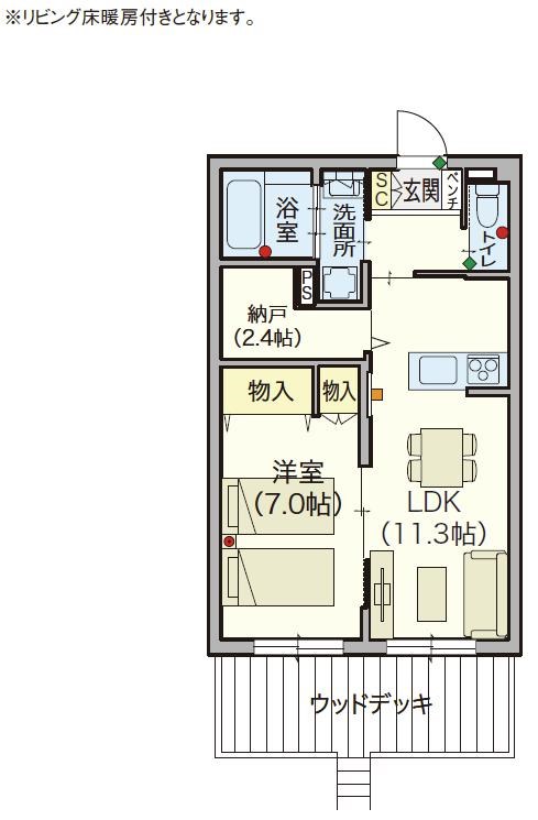 【シニア限定】ヘーベルVillage春日 102号室 間取り