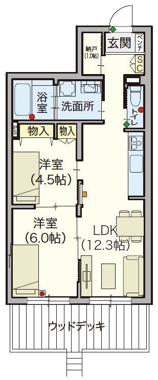 【シニア限定】ヘーベルVillage春日 103号室 間取り