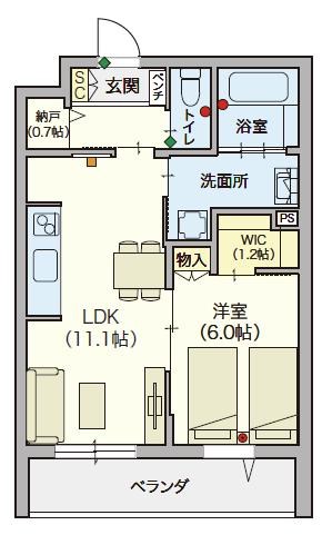 オカバ練馬平和台ヘーベルVillage（シニア限定） 303号室 間取り