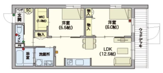 オカバ練馬平和台ヘーベルVillage（シニア限定） 105号室 間取り