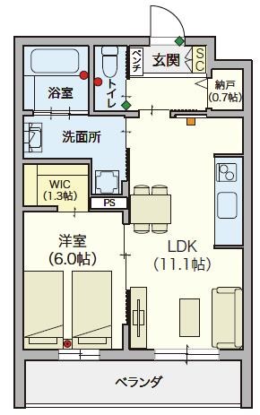 オカバ練馬平和台ヘーベルVillage（シニア限定） 202号室 間取り