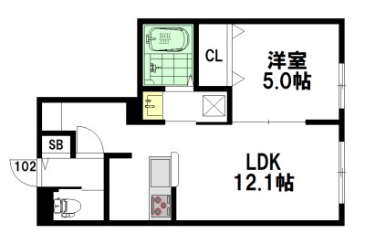 キャッスルハイツ 102号室 間取り