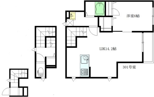 FLAT（フラット） 301号室 間取り
