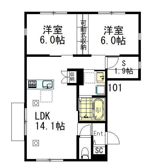 ハレラニナル 101号室 間取り