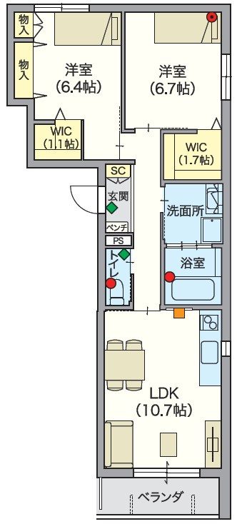 【シニア限定】ヘーベルVillage東中野 203号室 間取り