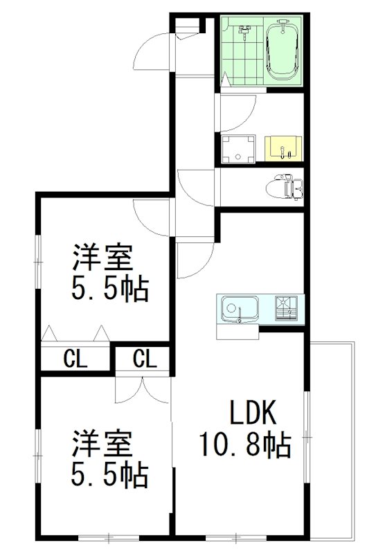 ハイバリー境 201号室 間取り
