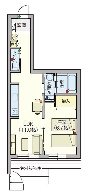 シニア限定 ヘーベルVillage 浦和美園  101号室 間取り
