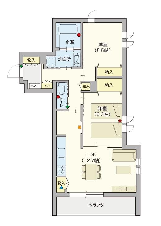 【シニア限定】ヘーベルVillage西国分寺～キルシュブリューテⅠ～ 106号室 間取り
