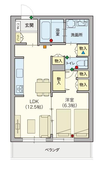 【シニア限定】ヘーベルVillage西国分寺～キルシュブリューテⅠ～ 203号室 間取り