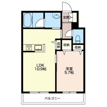 レフィアント代沢 301号室 間取り