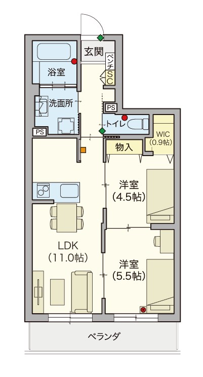 シニア限定 ヘーベルVillage 藤沢1丁目　～藤沢陣屋小路レジデンス～  203号室 間取り
