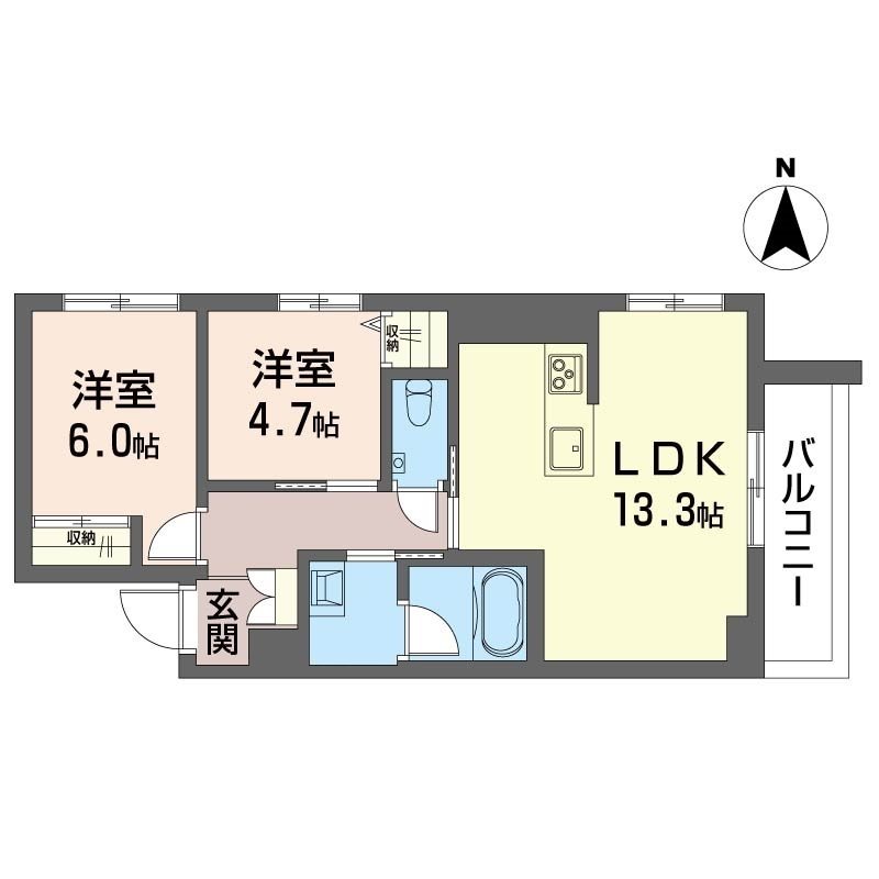 ベルクール 201号室 間取り