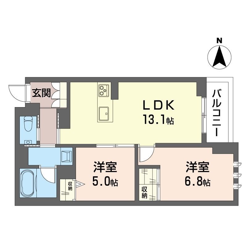 ベルクール 202号室 間取り