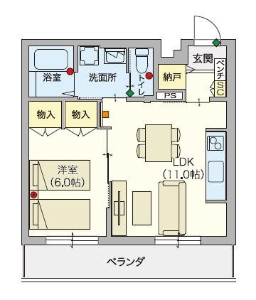 【シニア限定】ヘーベルVillage 鶴間　～クレサングリュ～ 303号室 間取り