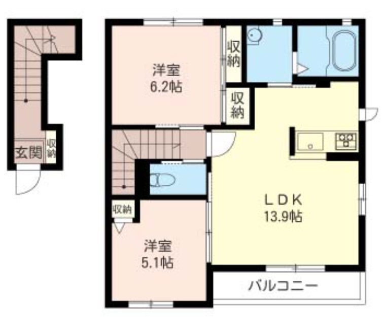 パティオソレアードC 201号室 間取り
