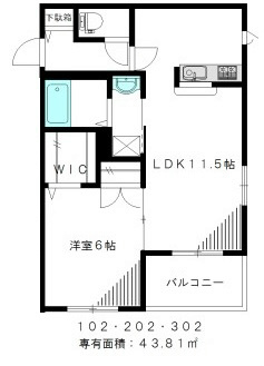 カーチャス高円寺 102号室 間取り