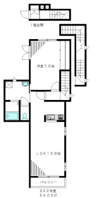 Cradle（クレイドル） 302号室 間取り
