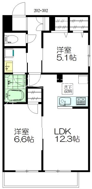 クレオール中野  202号室 間取り