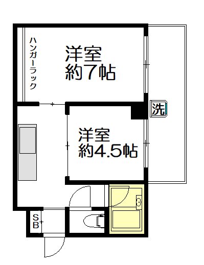 DE BLANC(ドゥブラン) 201号室 間取り
