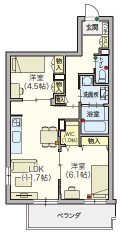 シニア限定　ヘーベルVillage浦和本太 303号室 間取り