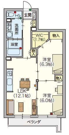 シニア限定　ヘーベルVillage浦和本太 202号室 間取り