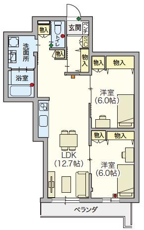 シニア限定　ヘーベルVillage浦和本太 402号室 間取り