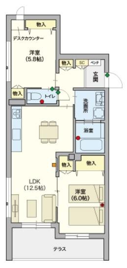 シニア限定 ヘーベルVillage 南林間　～サンボナール～ 103号室 間取り