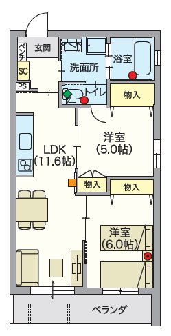 シニア限定 ヘーベルVillage練馬ASAHIDAI 301号室 間取り