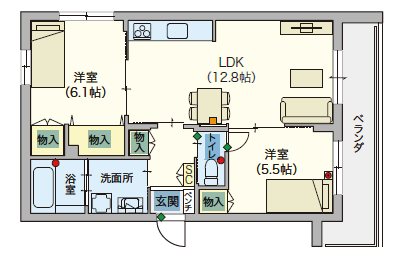 シニア限定 Magnolia 203号室 間取り