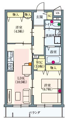 シニア限定 ビアンテラス 103号室 間取り