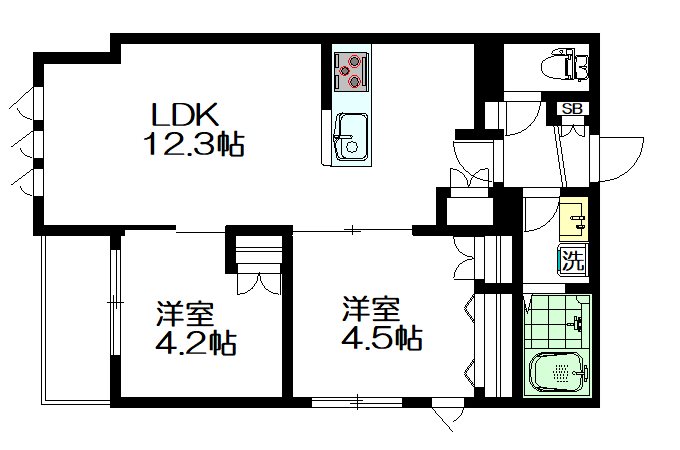 クローレ 201号室 間取り